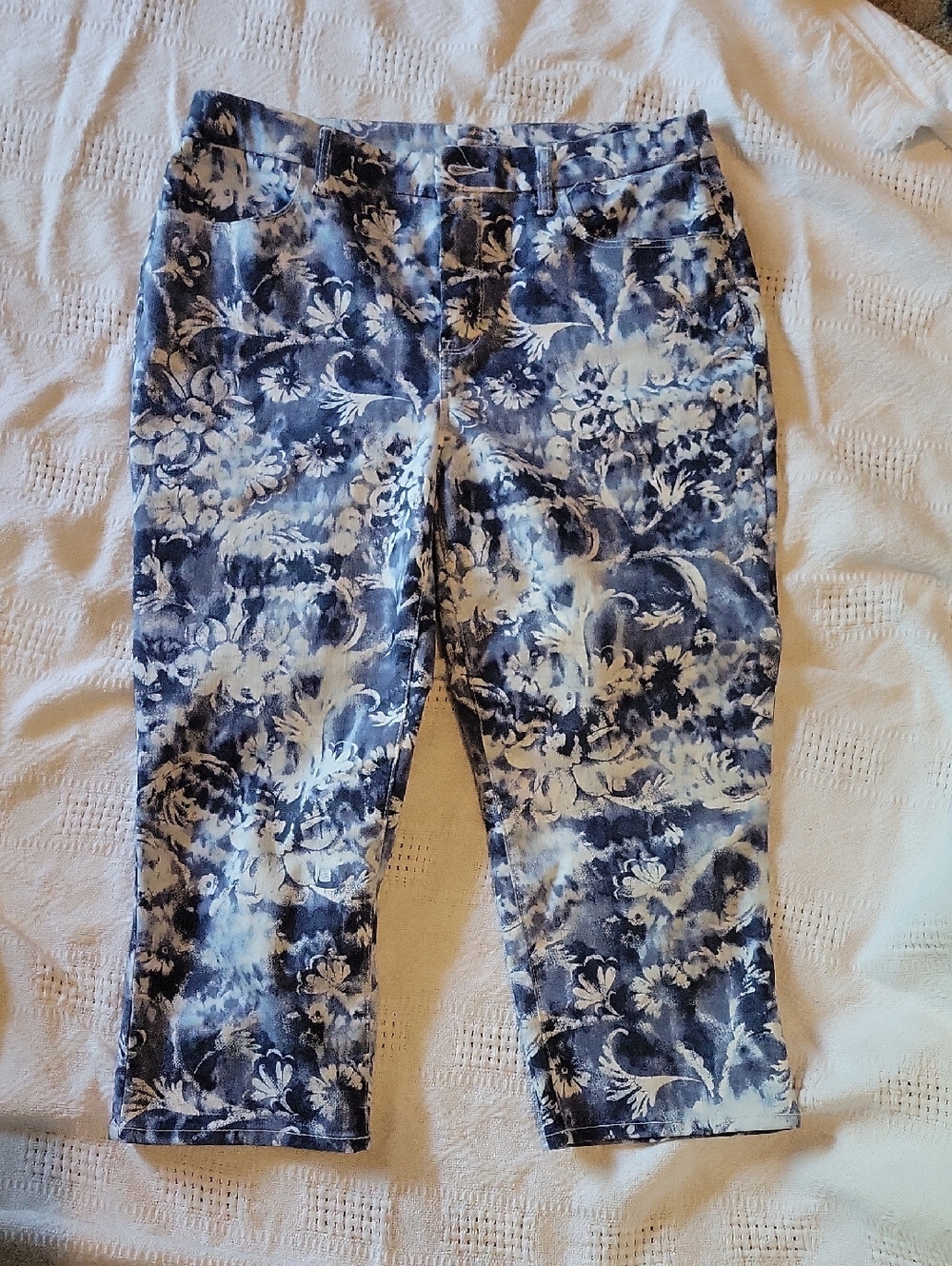 Chico's Cute Blue and White Capri Pants